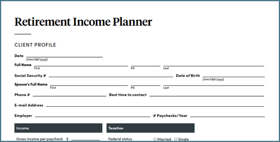 Retirement Income Planner