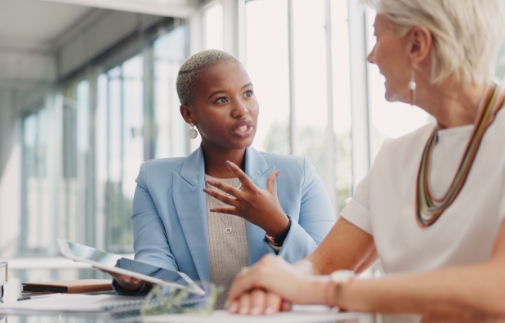 Two women talking