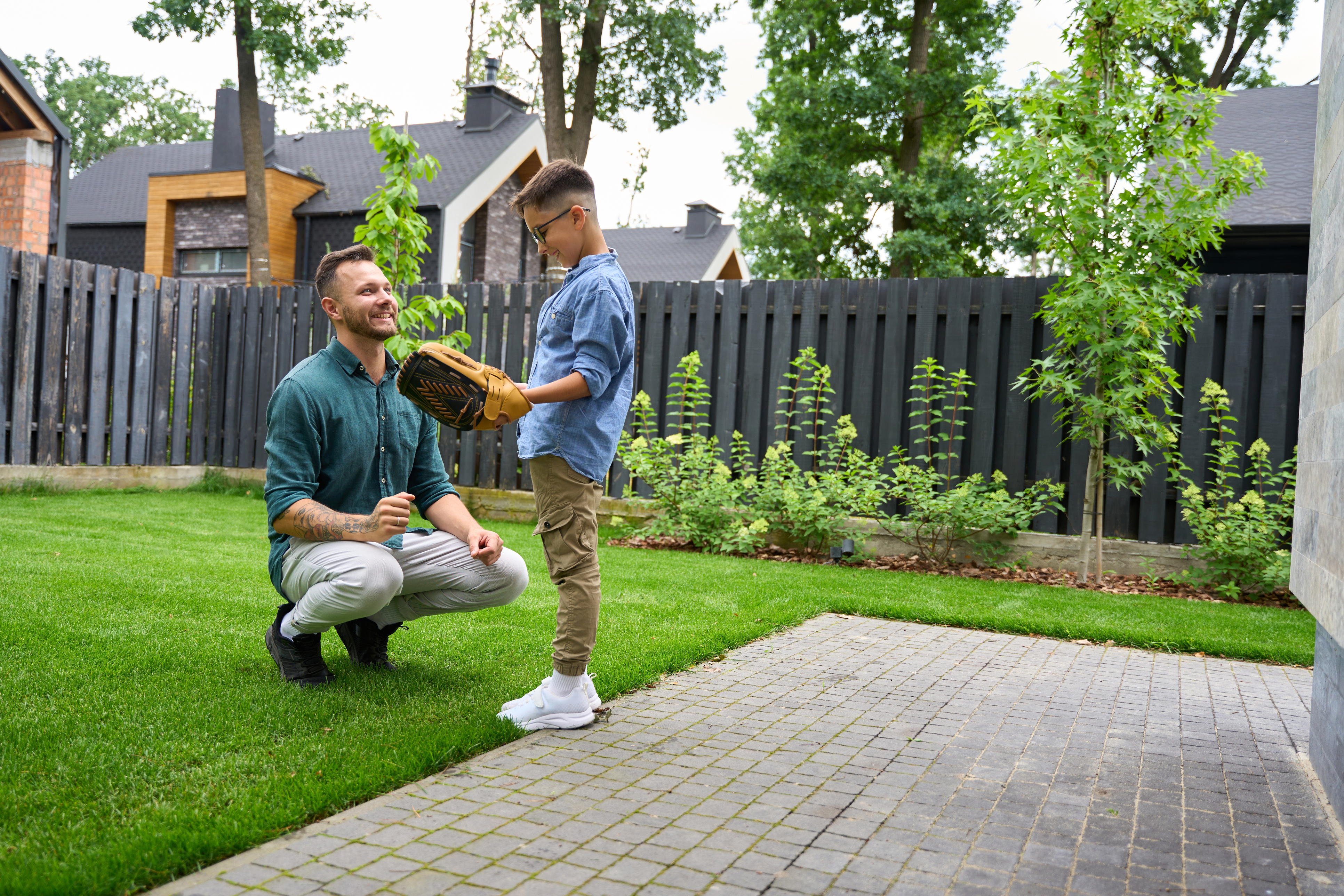 Father and son playing catch